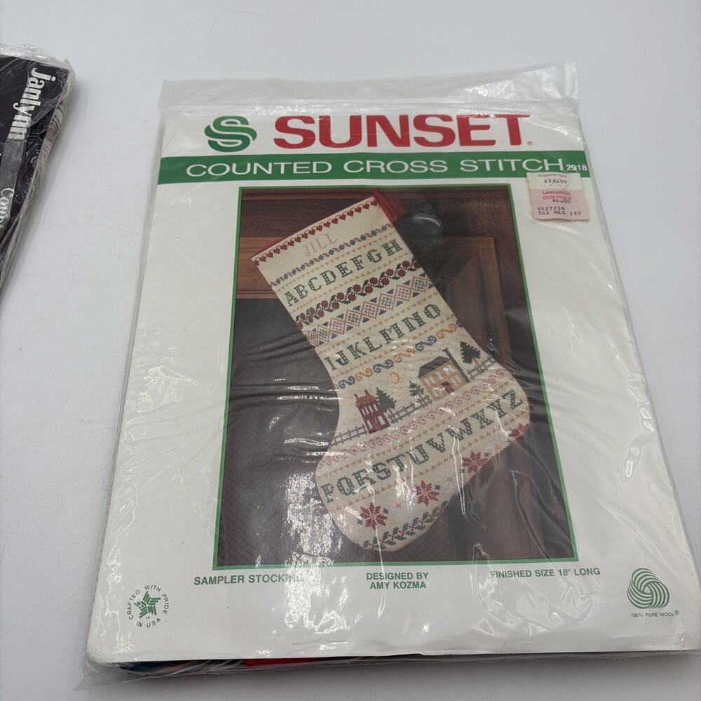 Sunset Christmas Sampler Stocking Kit Counted Cross Stitch Kit 2918 Vintage